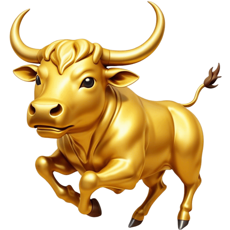 Golden, glowing bull charging forward with animated, fluid motion (e.g., galloping, emitting sparkles or light trails in gold). emoji