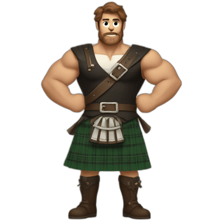 monty wearing a kilt flexed bicep brown haired emoji