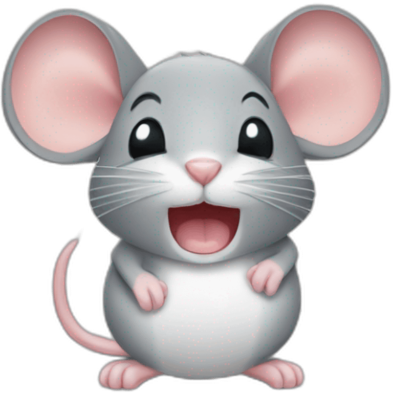 a mouse with cry and happy emoji