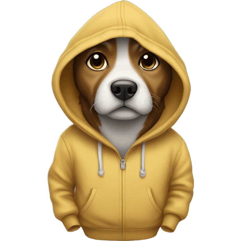 Dog standing with a hoodie and hands in pockets emoji