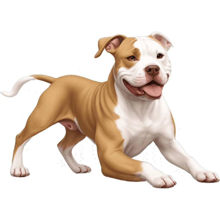 Light brown Pitbull playing with white American Bulldog emoji