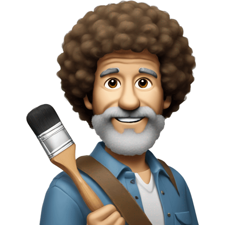 bob ross with a paintbrush thats covered in paint emoji