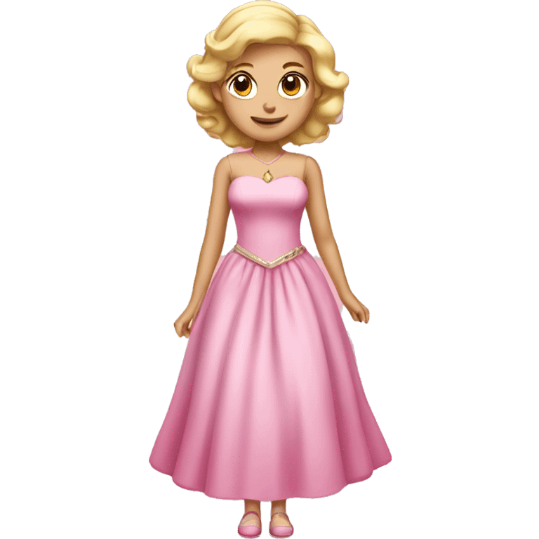 blonde princess full body, pink dress emoji