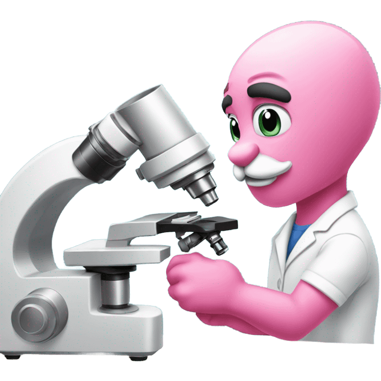 Pink panther with microscope emoji