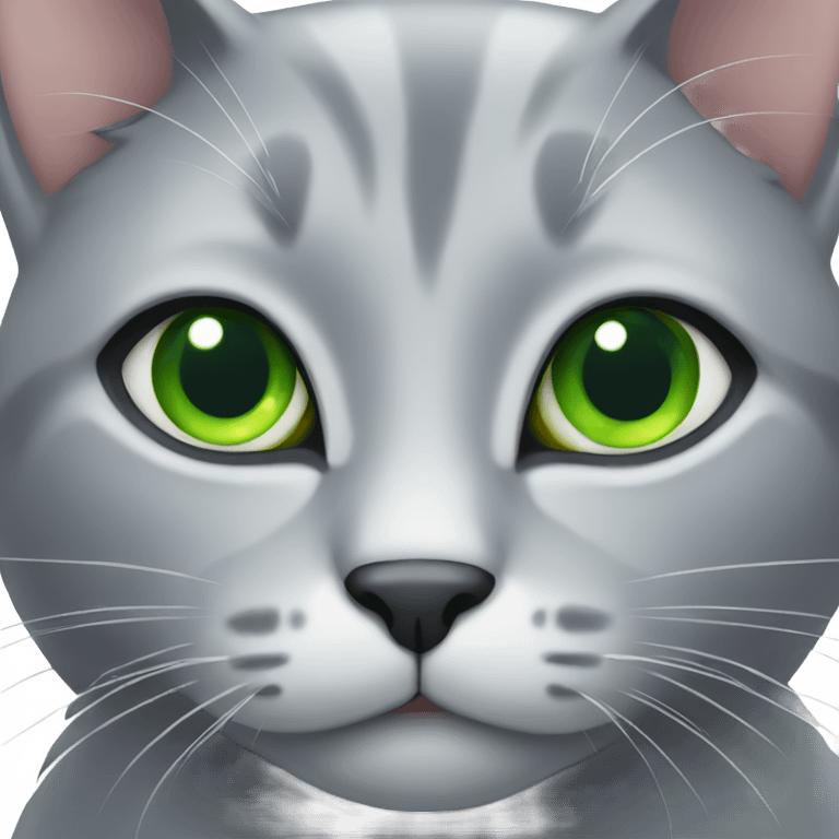 Grey cat with green eyes  emoji