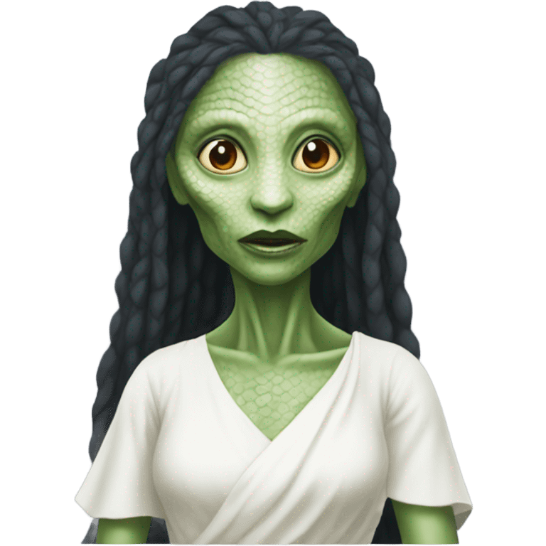 a reptilian alien woman in white dress emoji