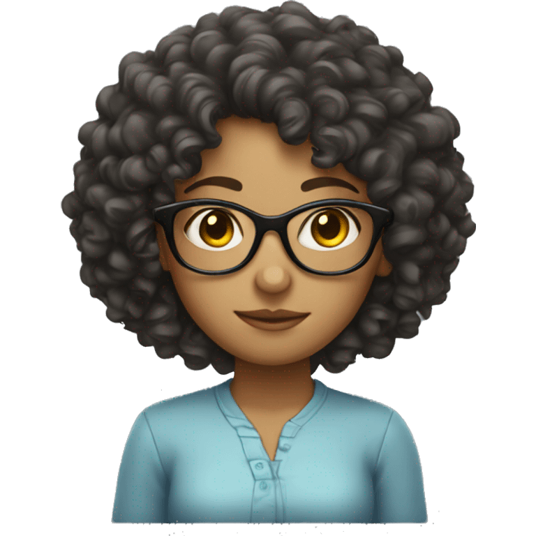 Curly head girl with glasses  emoji