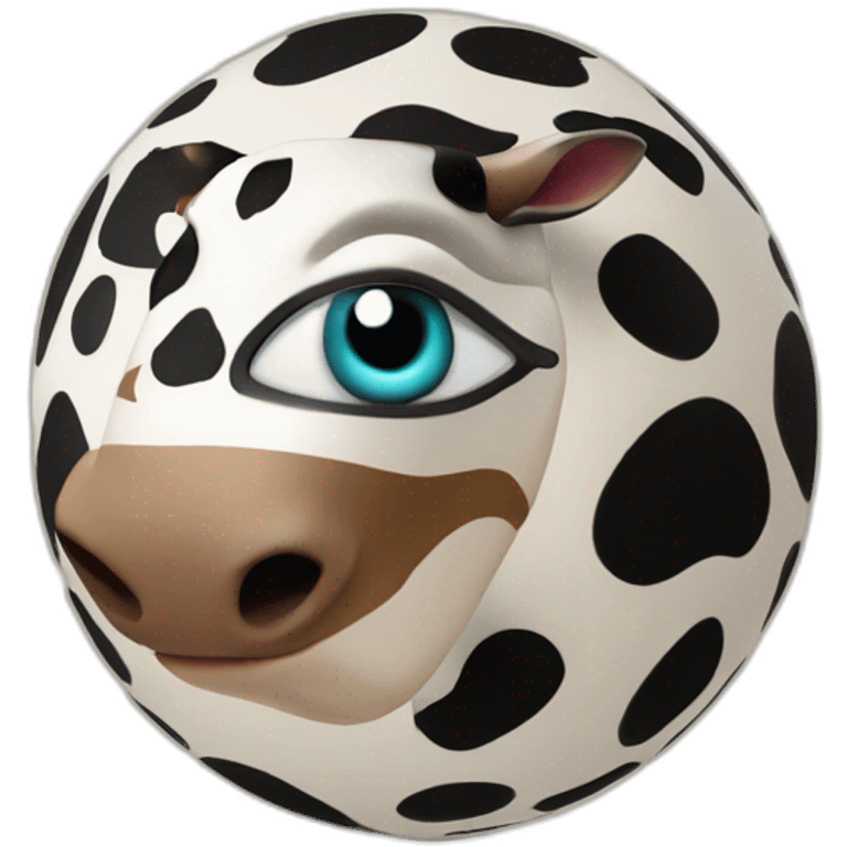 3d sphere with a cartoon Cow skin texture with Eye of Horus emoji