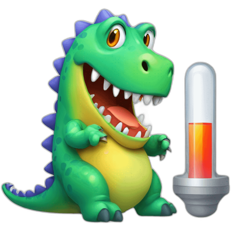 sick dinosaur with thermometer emoji