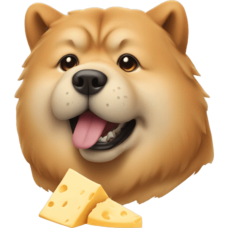 chow chow dog eating cheese emoji