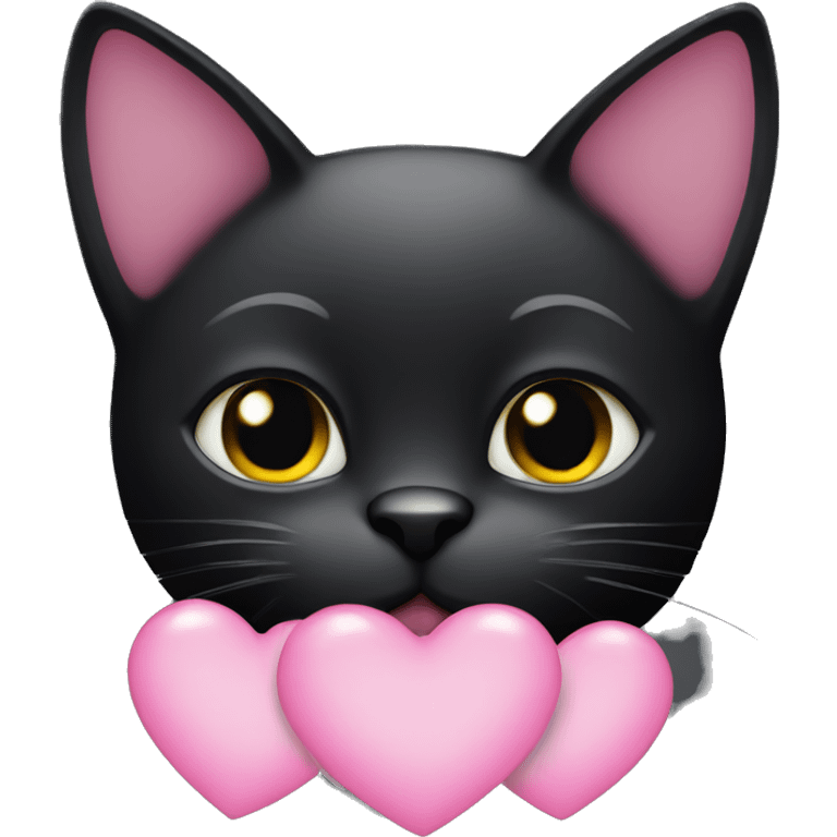 Black cat with pink hearts emoji