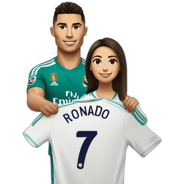 Ronaldo with real madrid shirt with georgina emoji