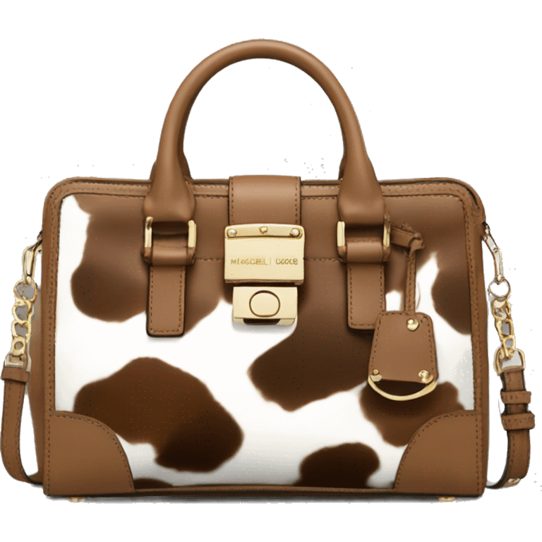 Realistic Michael kors cow hide print pattern designer satchel purse. emoji