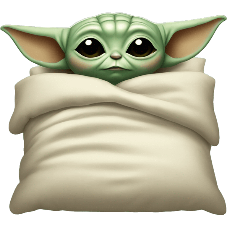 baby yoda lies in bed with eyes closed emoji