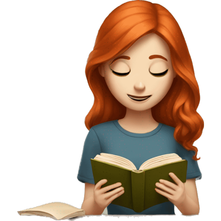 Red head girl reading a book emoji