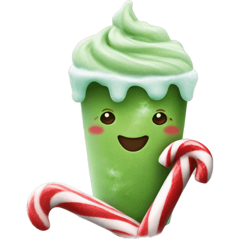 Candy cane Matcha with ice emoji