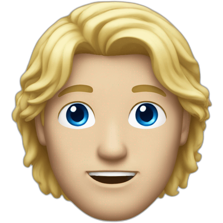 Man long blond hair with blue eyes emoji