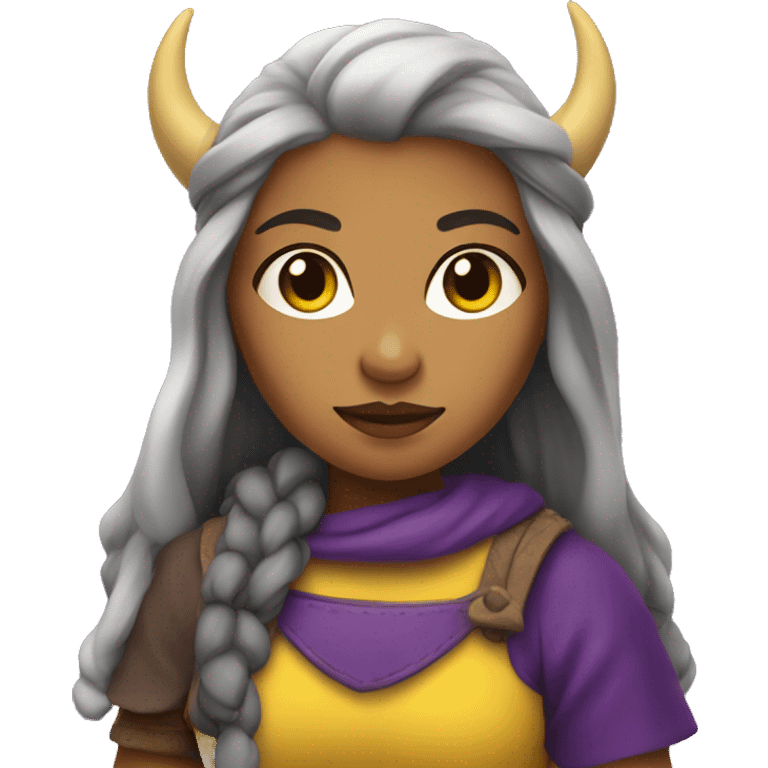 Latina Viking girl in purple and yellow emoji