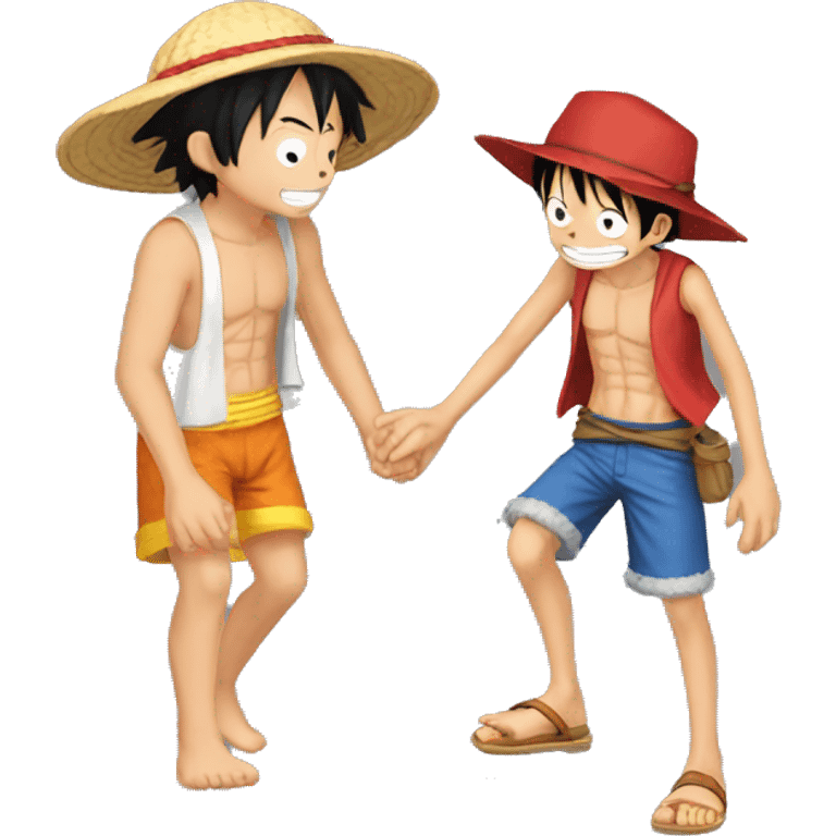 Narto qui fait un calin a luffy emoji