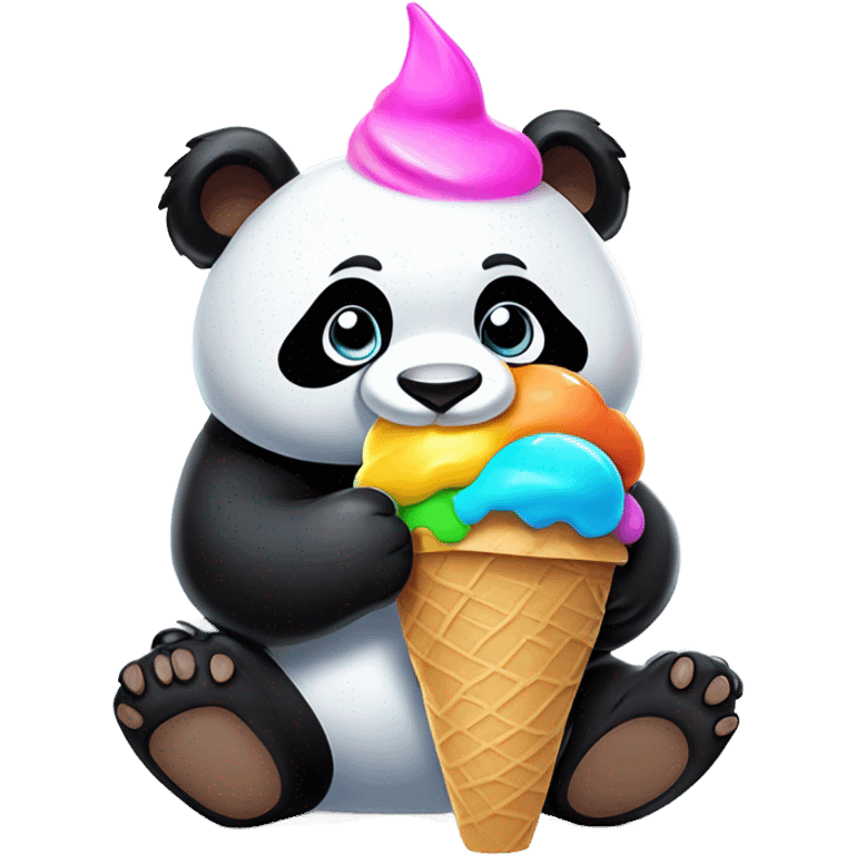 Panda eating ice cream emoji