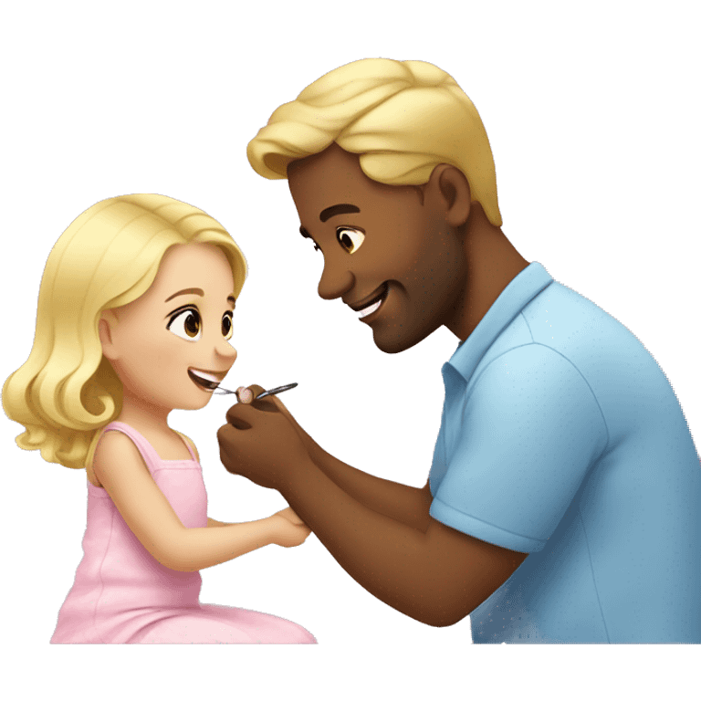 blonde babydaughter gives blonde dad a manicure emoji