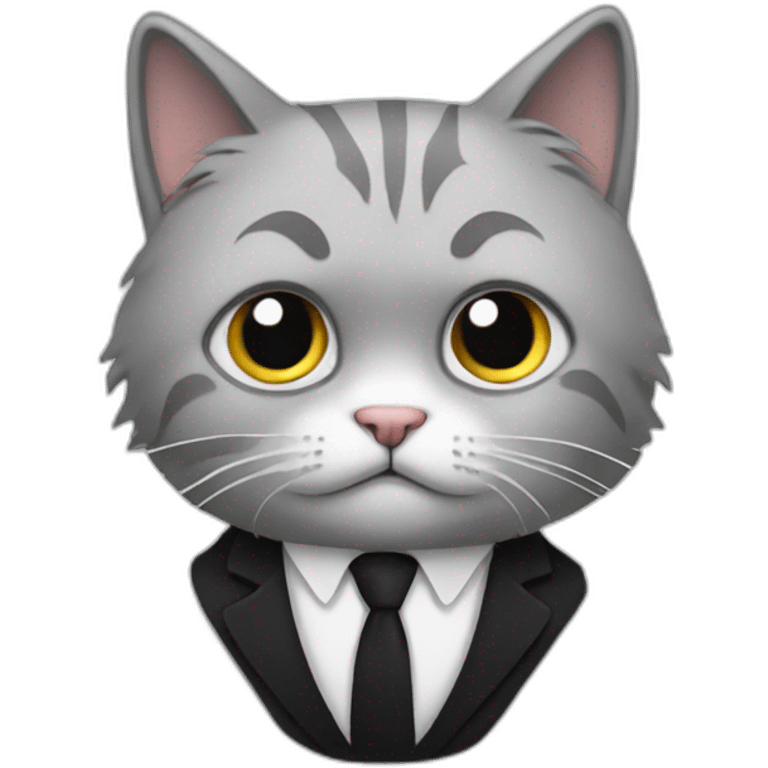 scared cat wearing black tie white hair emoji