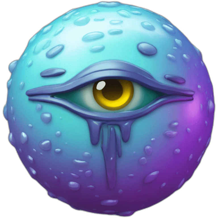 3d sphere with a cartoon Slime skin texture with Eye of Horus emoji