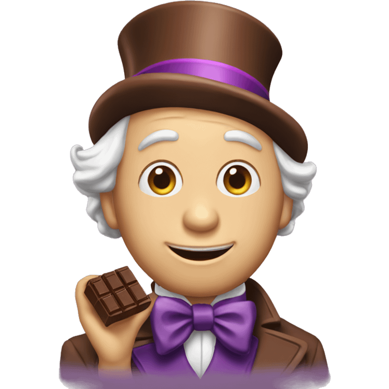 Willy Wonka with a chocolate  emoji