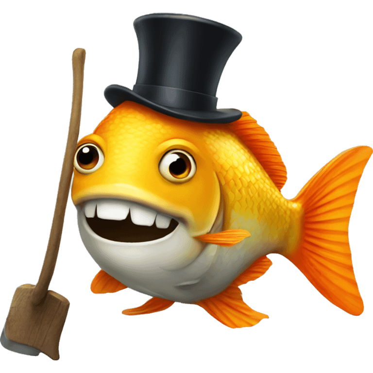 fish with top hat and an axe emoji