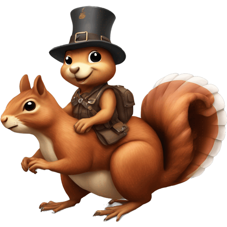 Squirrel riding a turkey emoji