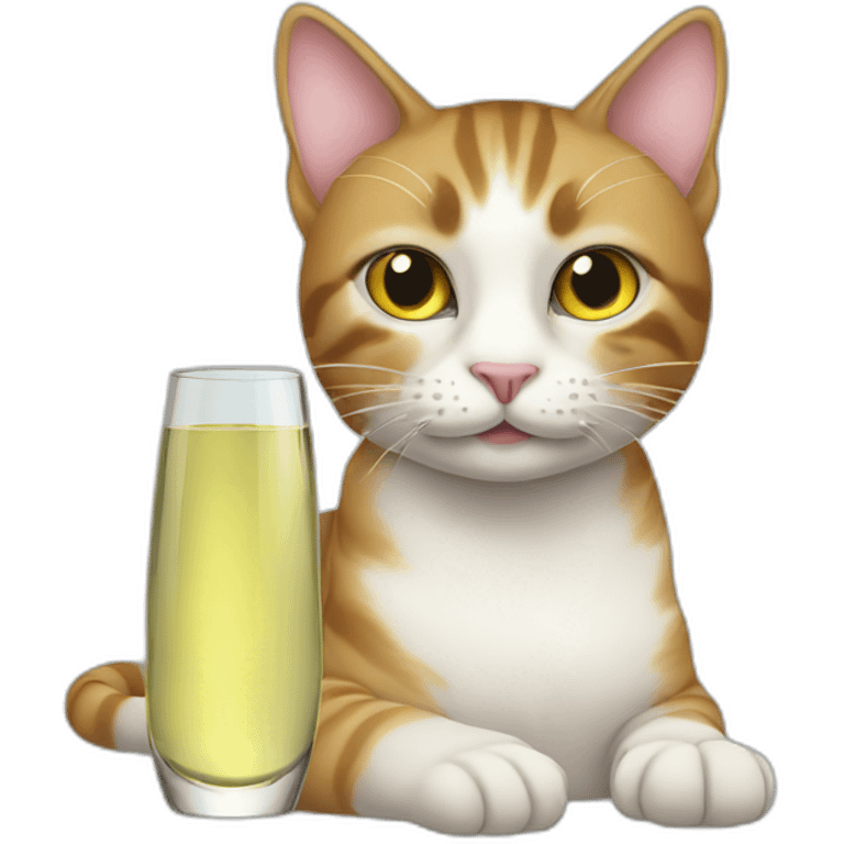 cat drinking white wine emoji