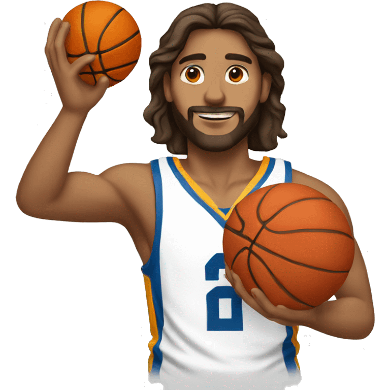 Jesús shooting a basketball emoji