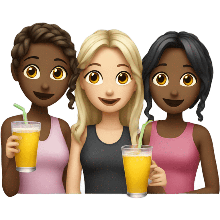 3 girls drinking emoji