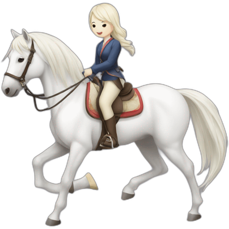 white horse riding japanese girl emoji