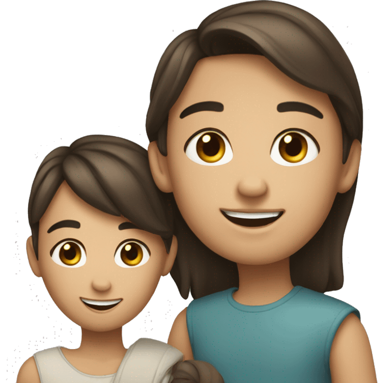 Brunette girl and boy smiling emoji