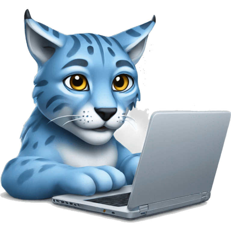 A blue lynx with a laptop emoji