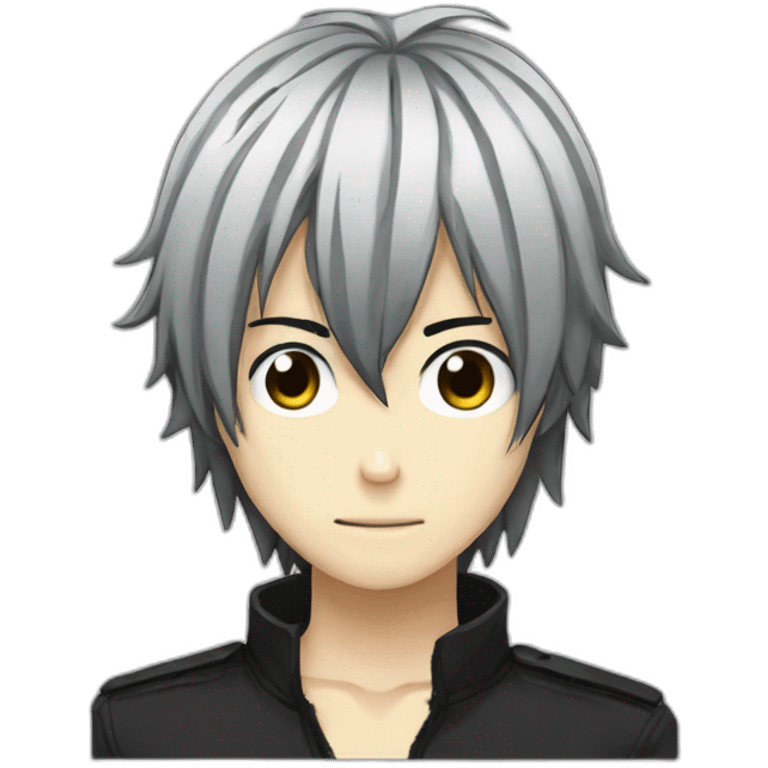 L in the anime death note with dark hair emoji