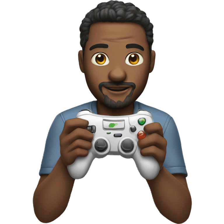 Man playing the video game with controller in hands  emoji