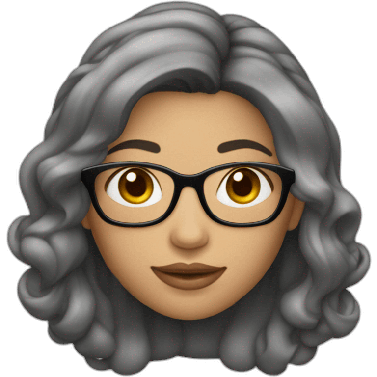 Mulher morena, cabelo medio liso, com óculos de grau emoji