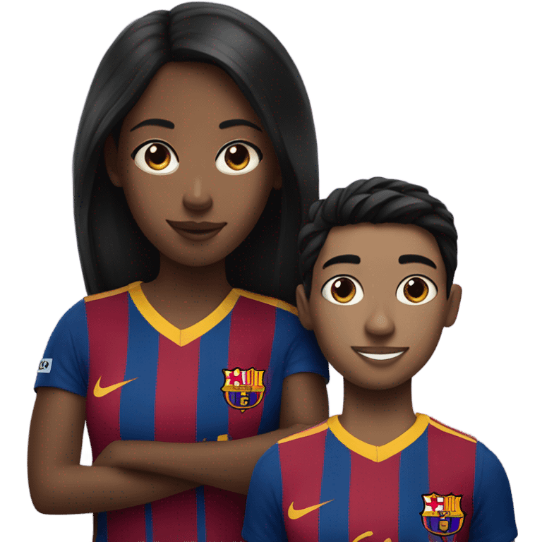 black hair girl with football barcelona player  emoji