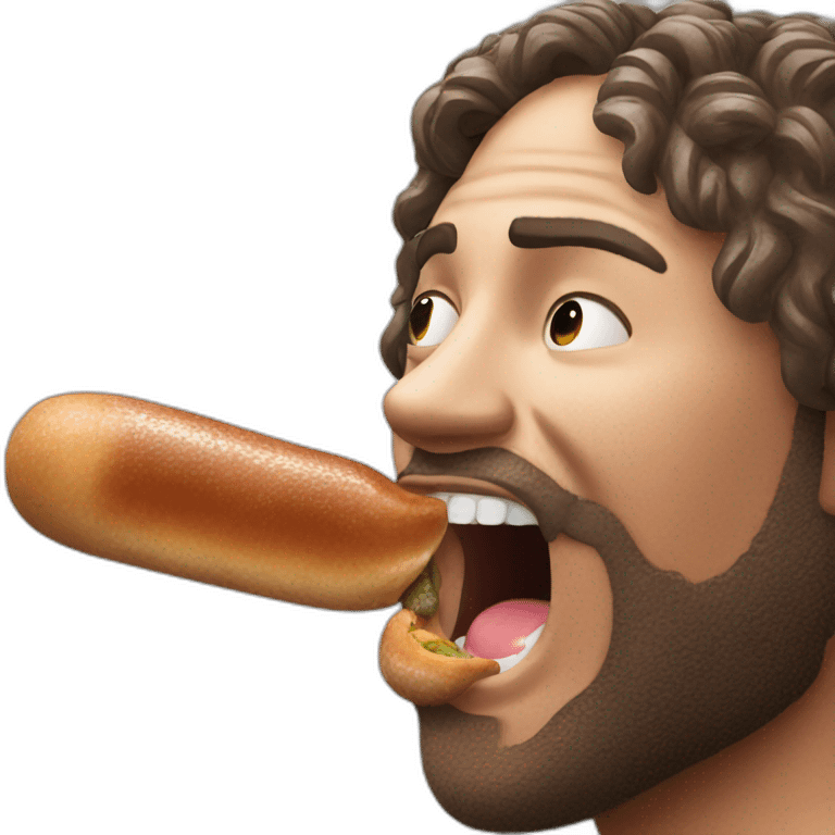 Having a sausssage in mouth emoji