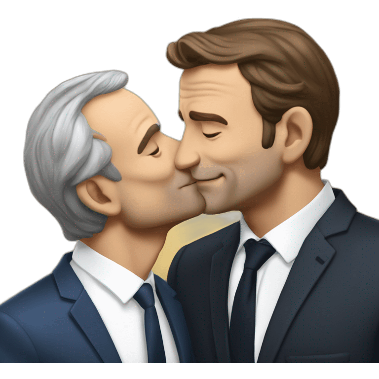 Jean Luc Melanchon kisses Emanuel Macron emoji