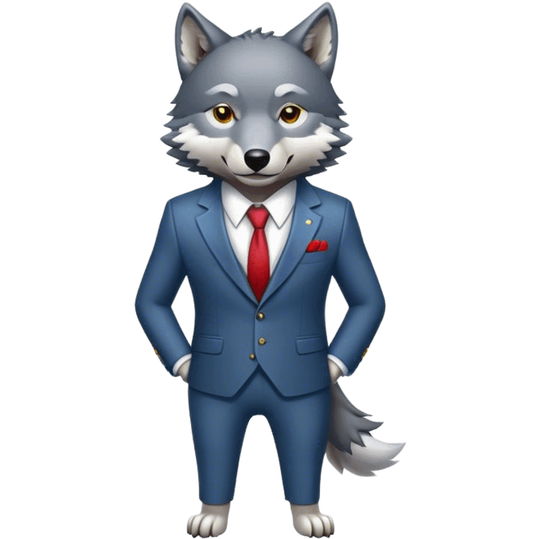 a wolf wearing a suit emoji