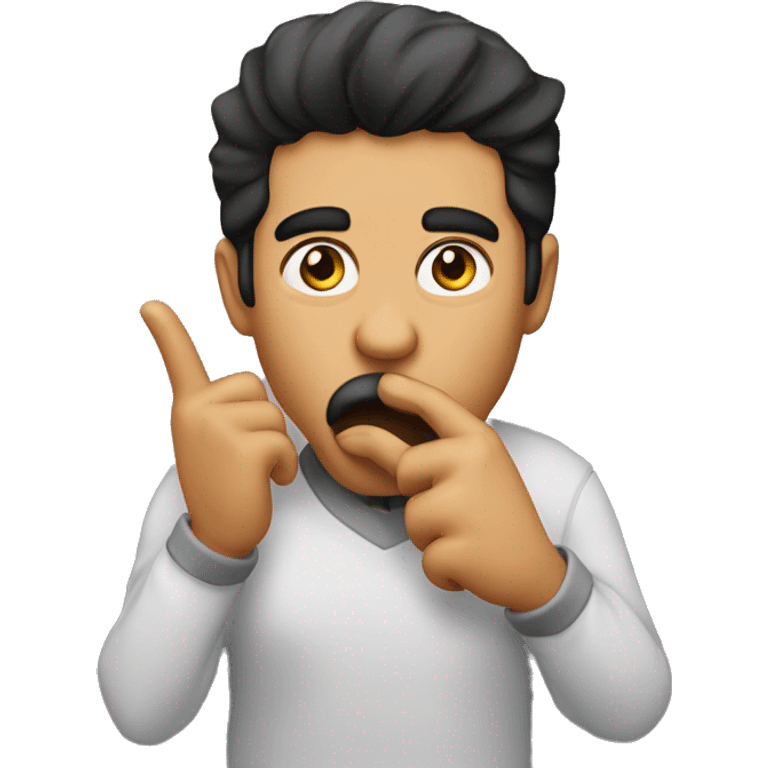 guy telling you to be quiet with finger in front of his mouth as asin to be quiet emoji