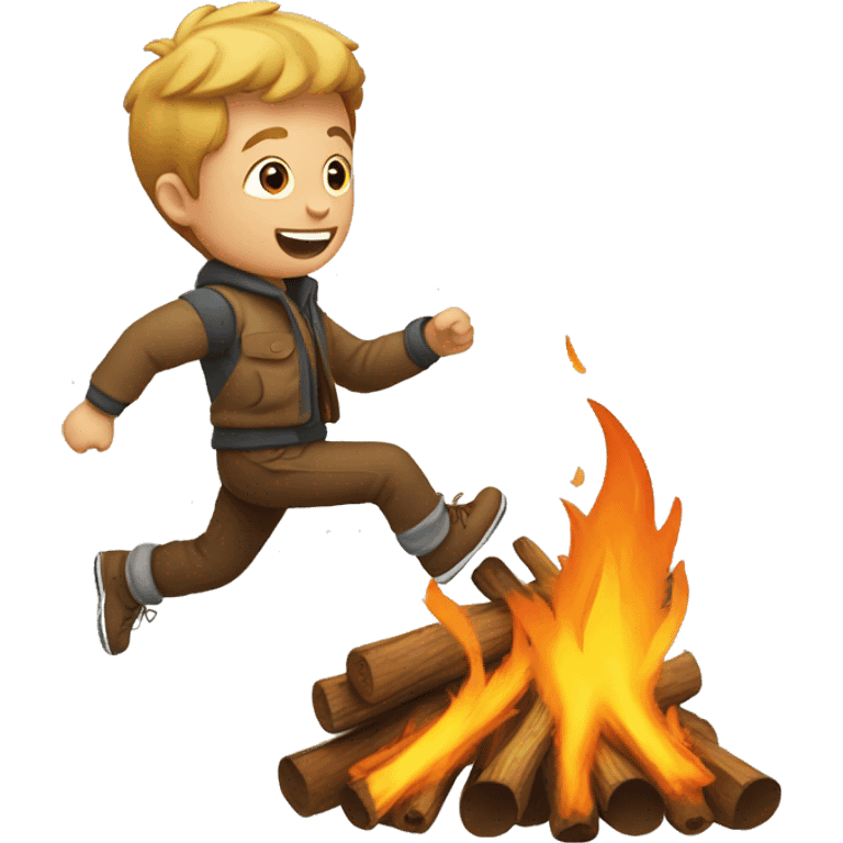 a guy jumpping over a bonfire  emoji