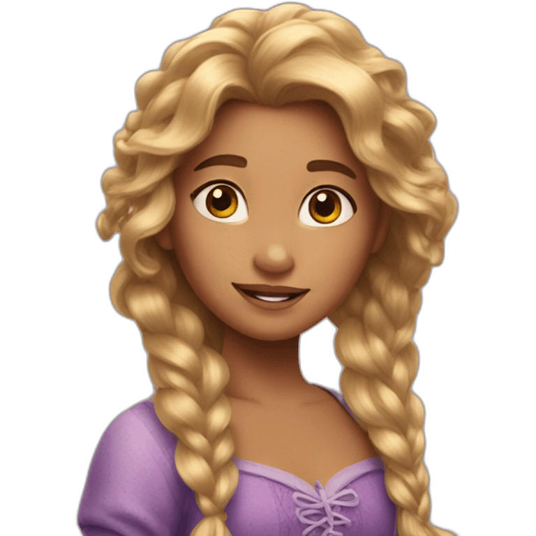 a girl with rapunzel hair emoji