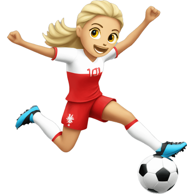 Poland female soccer player jumping emoji