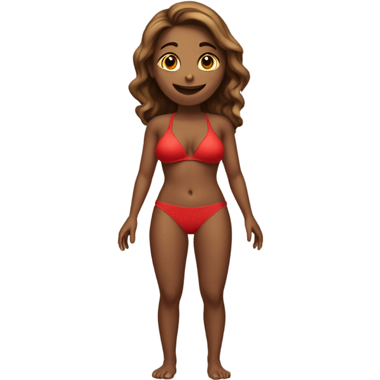 attractive pose soft-fit woman red bikini (beach body) realism front and back emoji