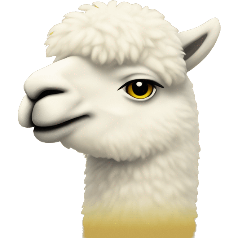 white silhouette of an Alpaca in front of a yellow (#FCD72B) background.   emoji