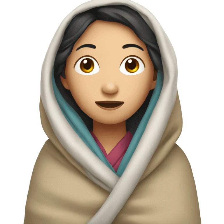 Asian woman in blanket emoji